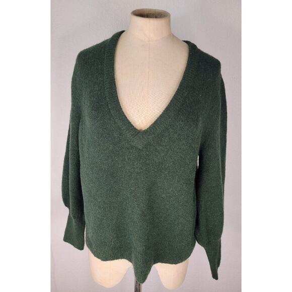 Madewell Sweater Womens Medium Dashwood Ballon Sleeves Green Coziest Yarn K5429 - Picture 2 of 10